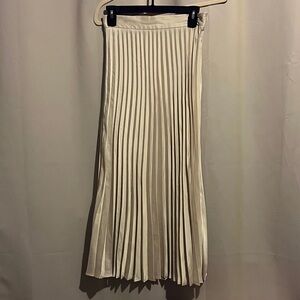 Zara Cream A-Line Pleated Midi Skirt